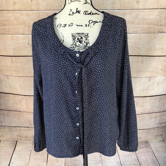 Tommy Hilfiger Tops - Tommy Hilfiger Dark Blue Blouse with White Dots